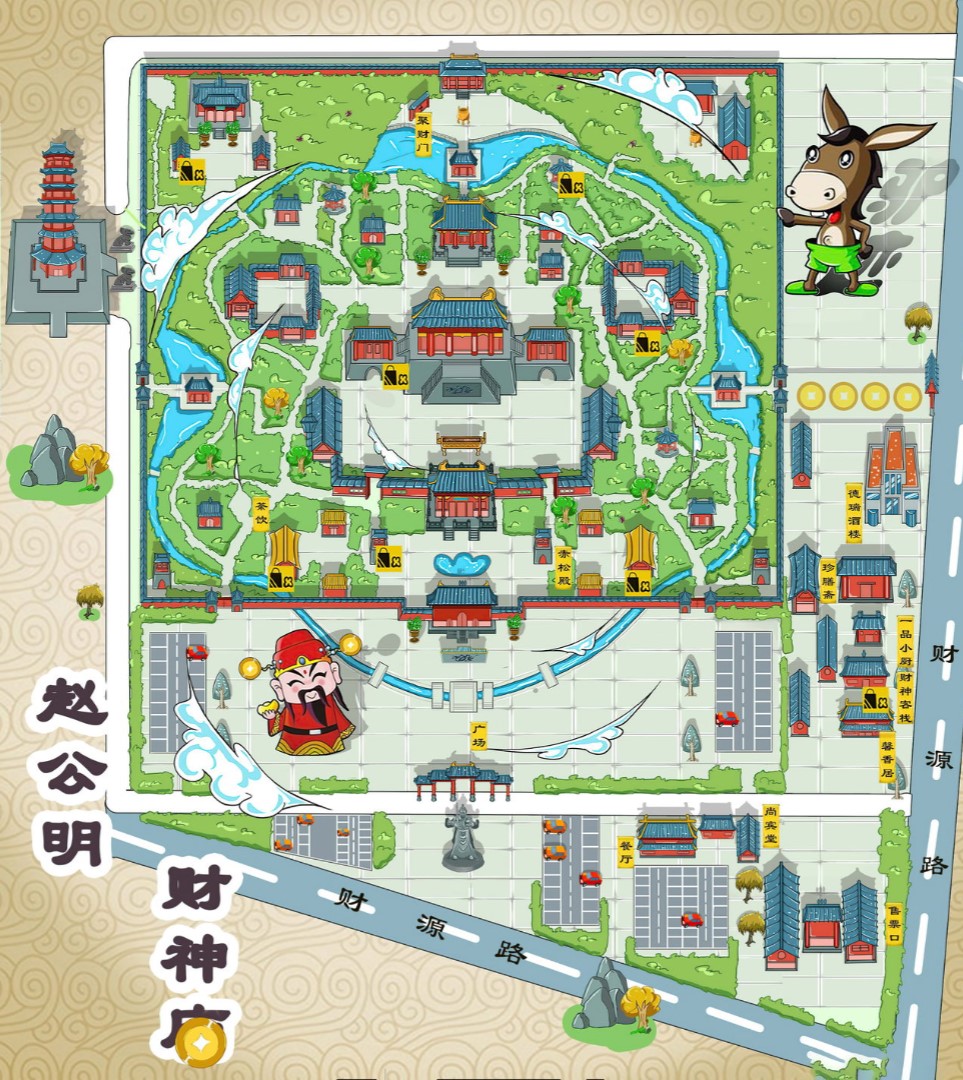 瑞溪镇寺庙类手绘地图